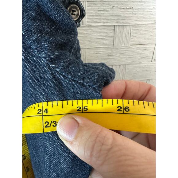 Liz Claiborne women’s denim dress button front ruffles collar pockets plus size - Picture 5 of 11